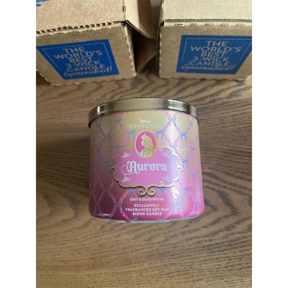Bath & Body Works Disney Princess Aurora 3 Wick Candle NEW
